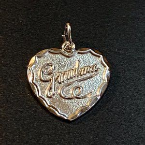 Sterling Silver 925 Grandma Heart Charm 1" long by 9/10" Wide w/ Open Jumpring